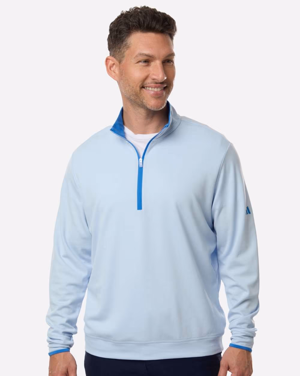 Adidas Men's Performance Lightweight Quarter-Zip Pullover - Crystal Sky front