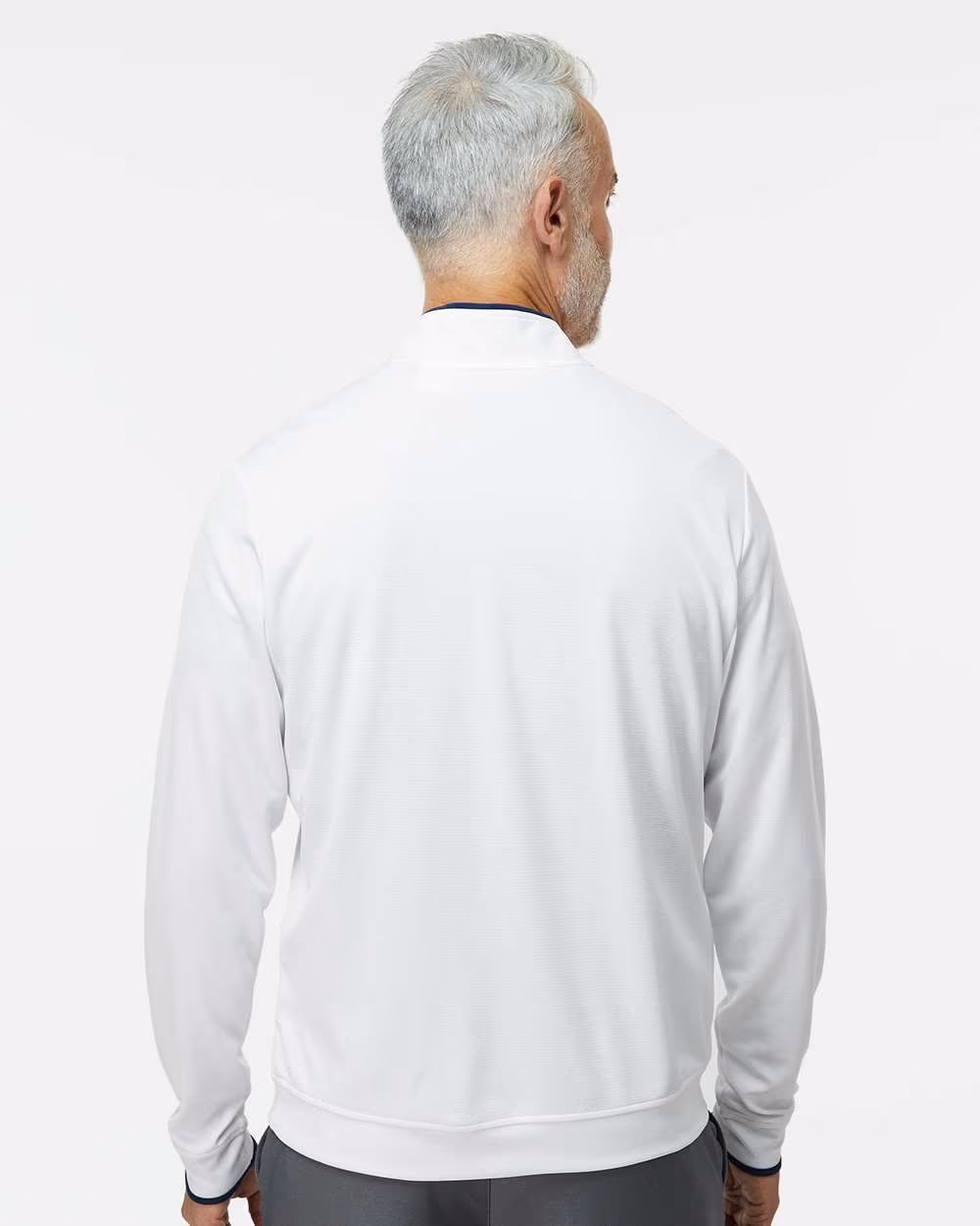 Custom Adidas Men's Performance Lightweight Quarter-Zip Pullover - White/ Navy back