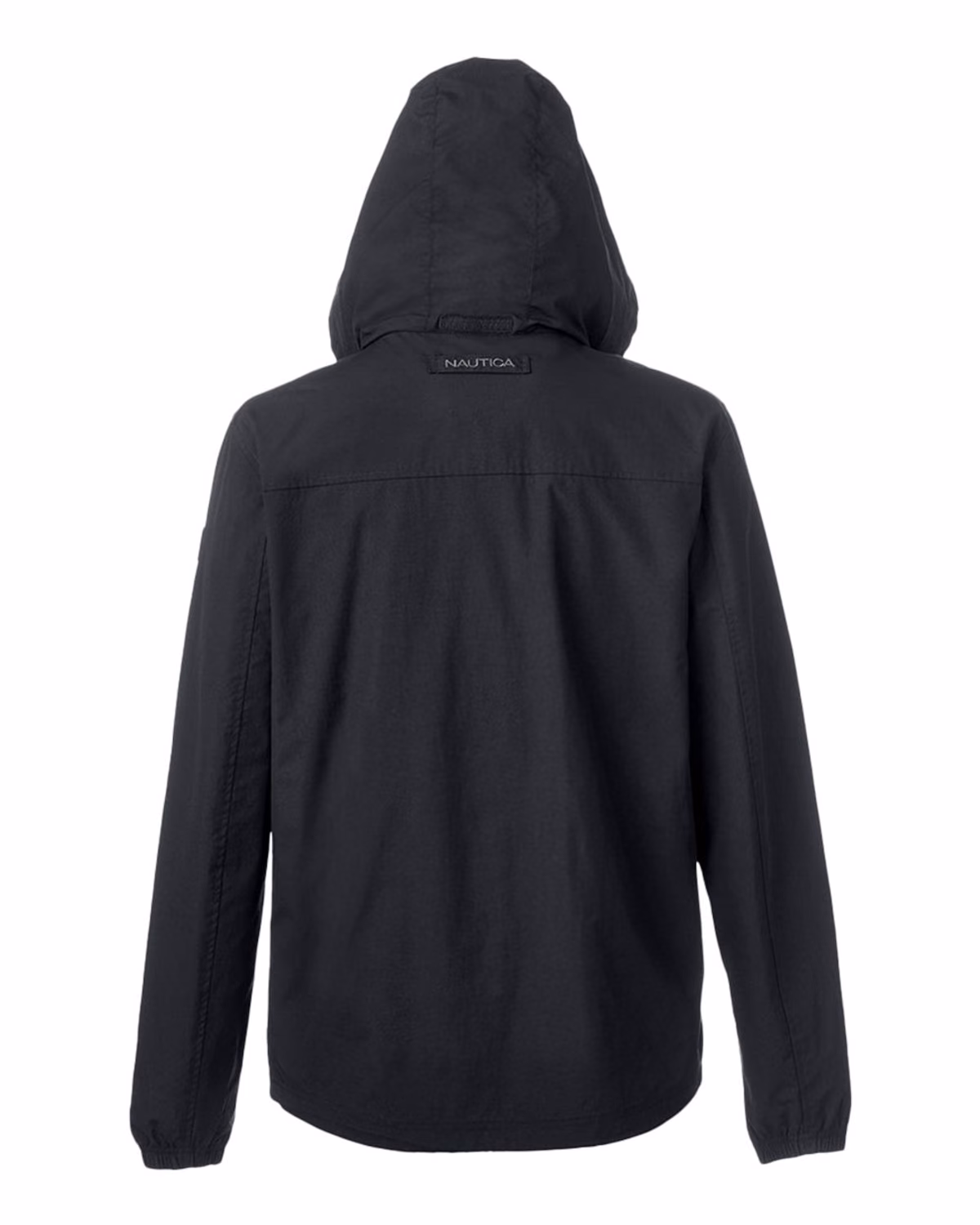 Custom Nautica Men's Voyage Hooded Rain Jacket - Black - back