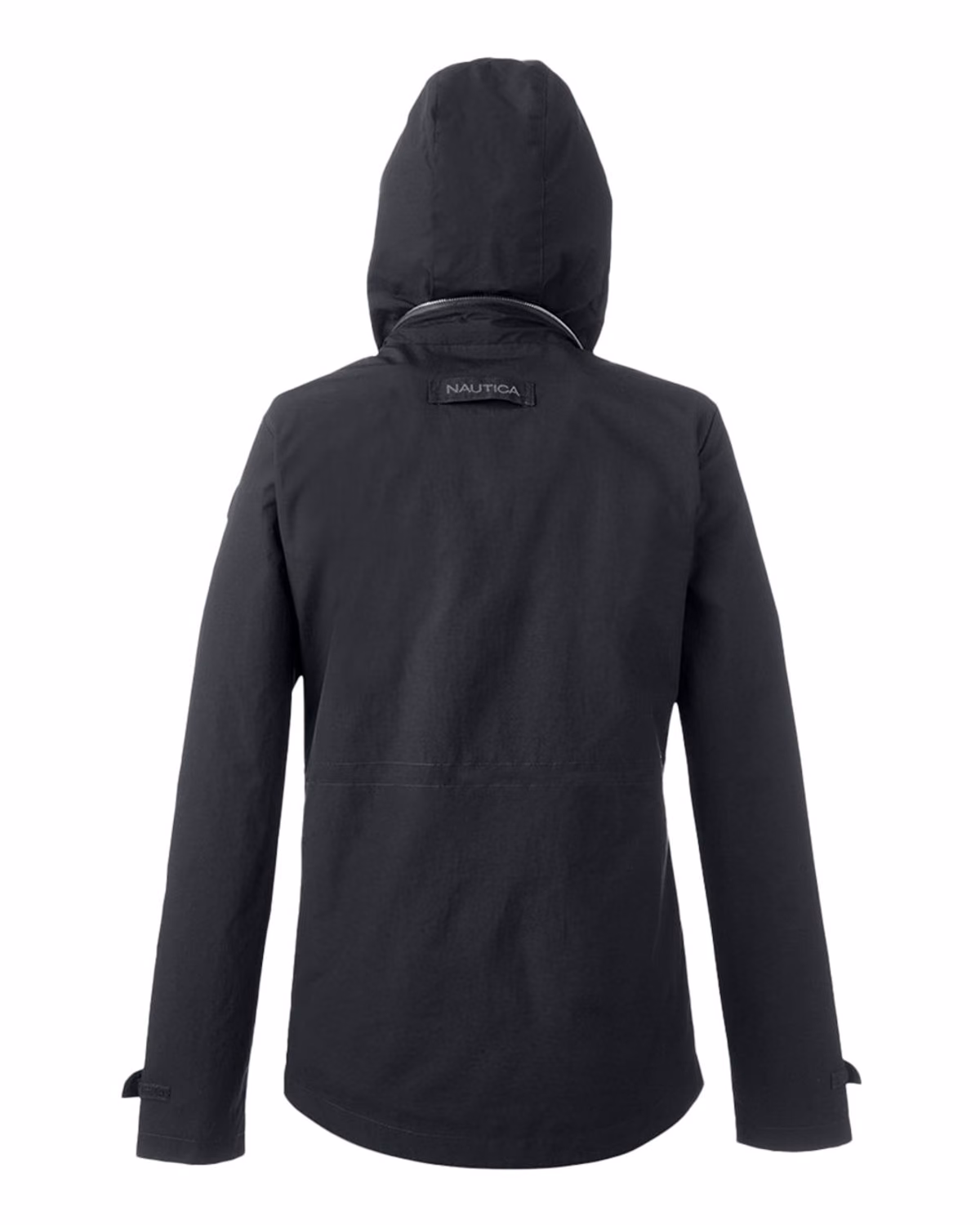 Custom Nautica Women's Voyage Hooded Rain Jacket - Black - back