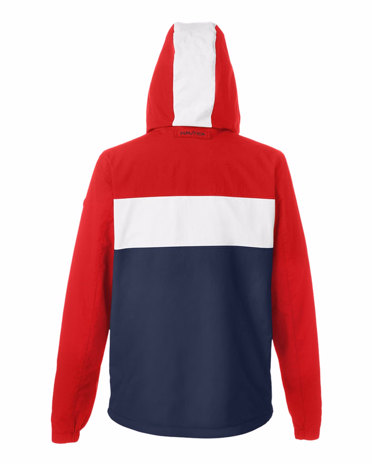 Custom Nautica Unisex Windward Anorak Hooded Quarter-Zip Jacket - Red/ White/ Navy - back