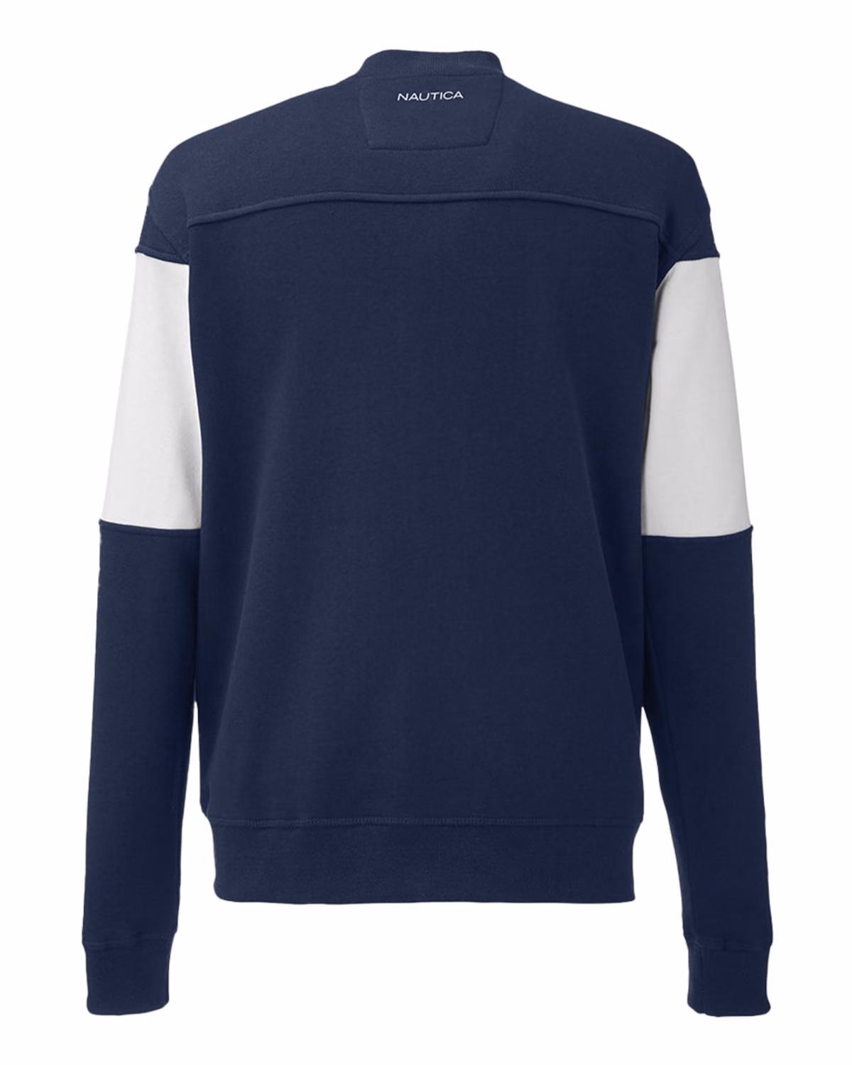 Custom Nautica Unisex Anchor Fleece Colorblocked Bomber Jacket - Navy/ White - back