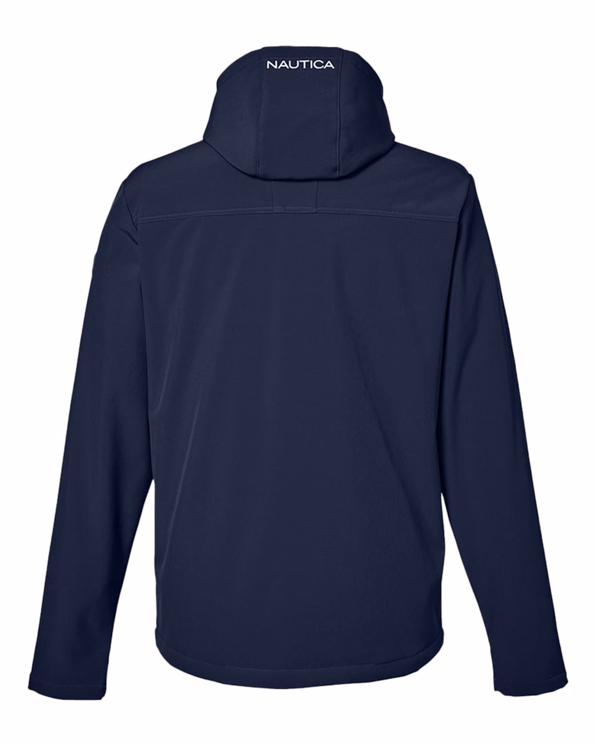 Custom Nautica Men's Wavestorm Hooded Soft Shell Jacket - Navy - back