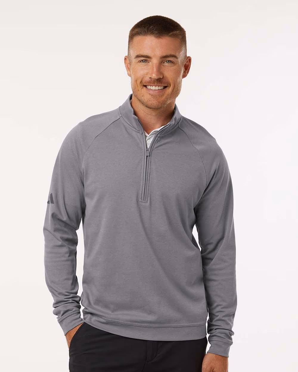 Adidas Men's Club Quarter-Zip Pullover - Grey Three front