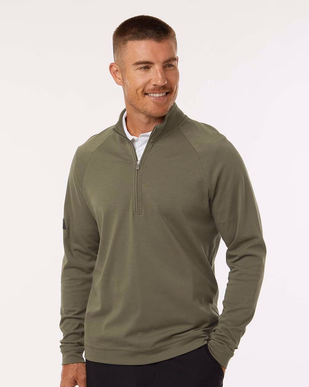 Adidas Men's Club Quarter-Zip Pullover - Olive Strata front
