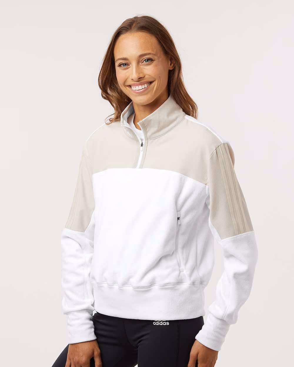 Custom Adidas Women's Fleece Quarter-Zip Pullover - Alumina side