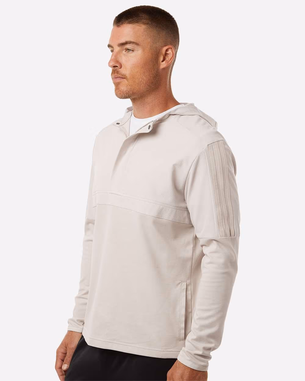 Custom Adidas Men's Half-Zip Hooded Anorak - Alumina side