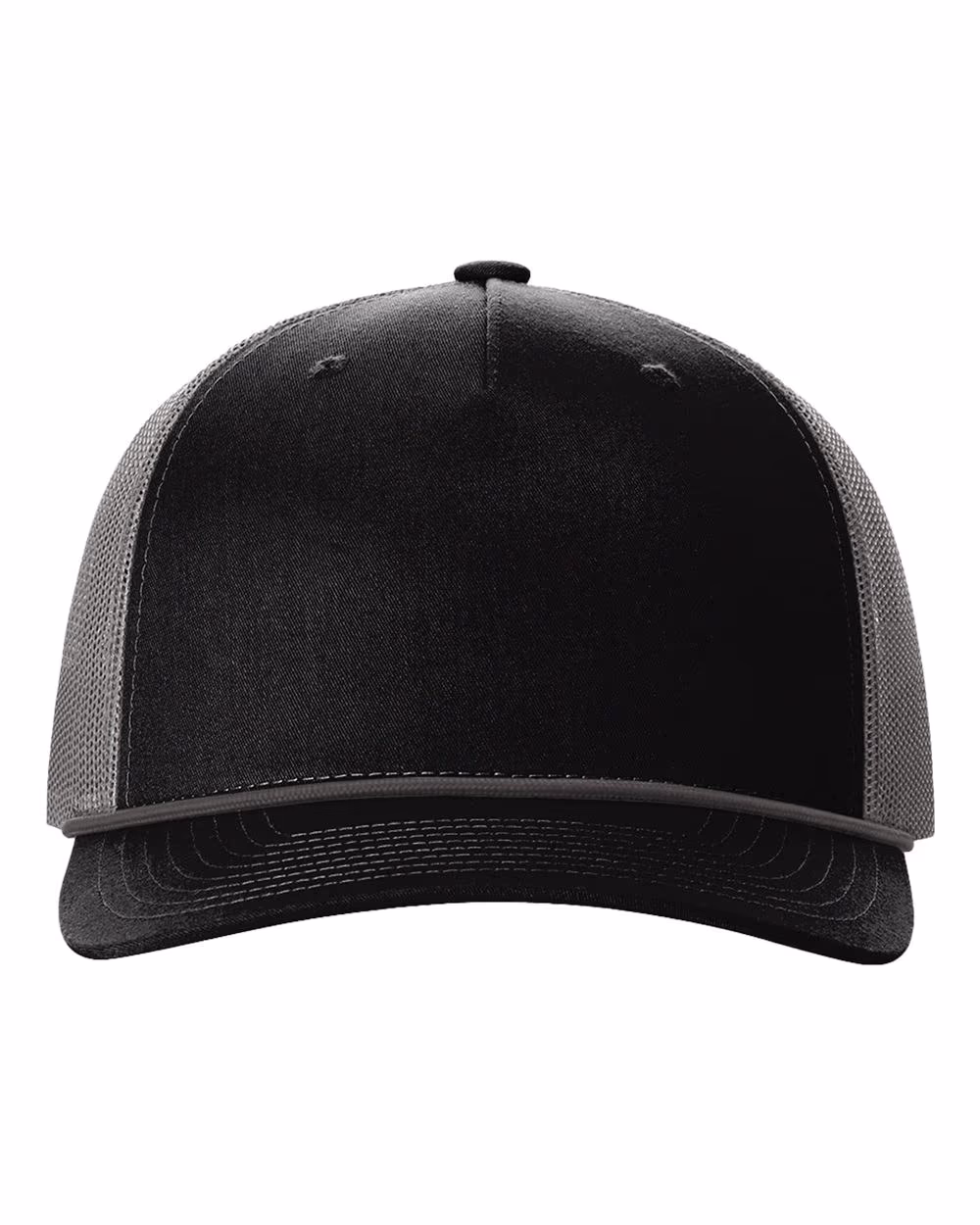 Richardson Five-Panel Trucker Rope Cap - Black/ Charcoal front