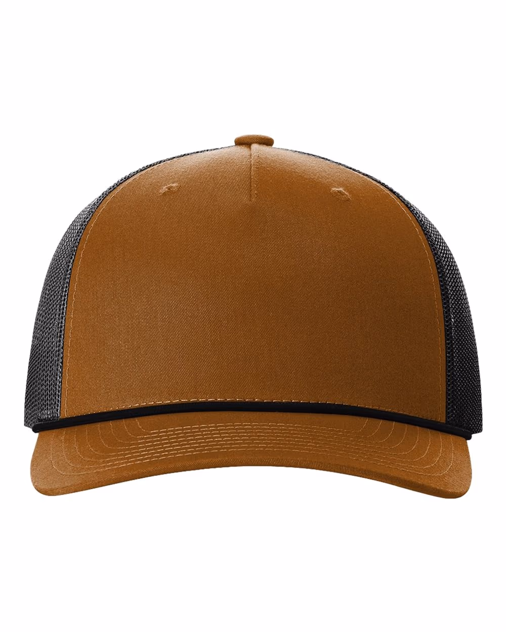 Richardson Five-Panel Trucker Rope Cap - Caramel/ Black front