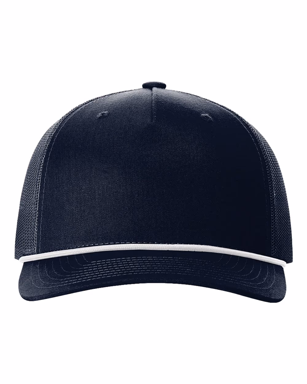 Richardson Five-Panel Trucker Rope Cap - Navy/ White front