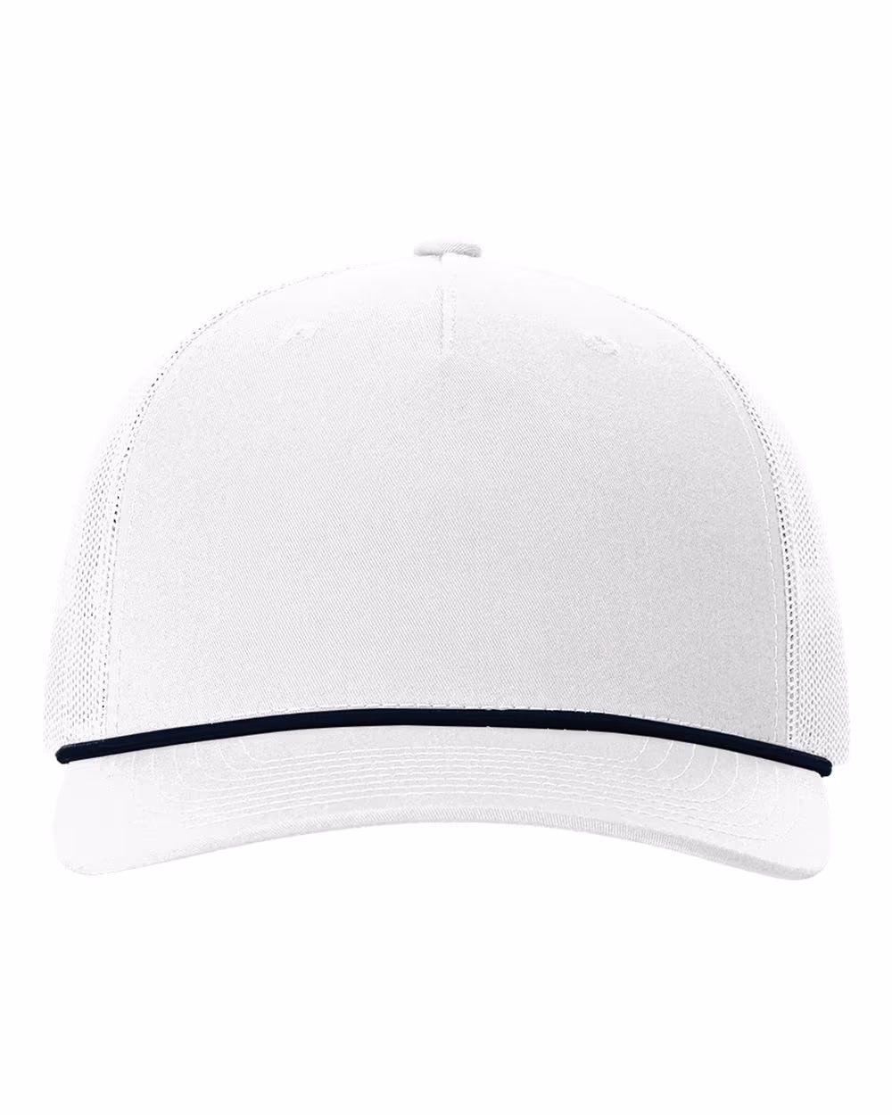 Richardson Five-Panel Trucker Rope Cap - White/ Navy front