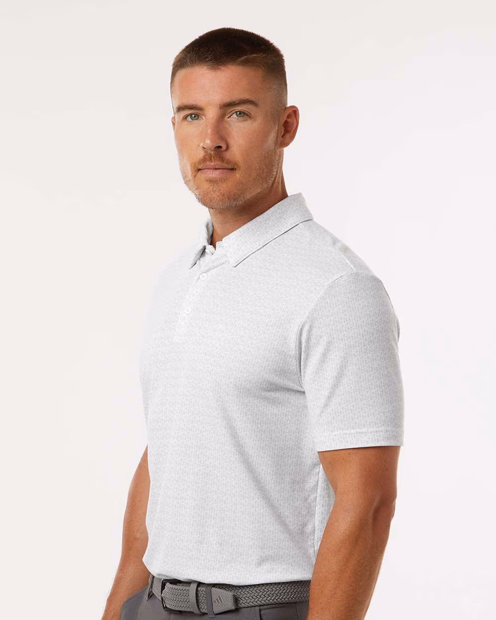 Custom Adidas Men's Blended Printed Polo - White side