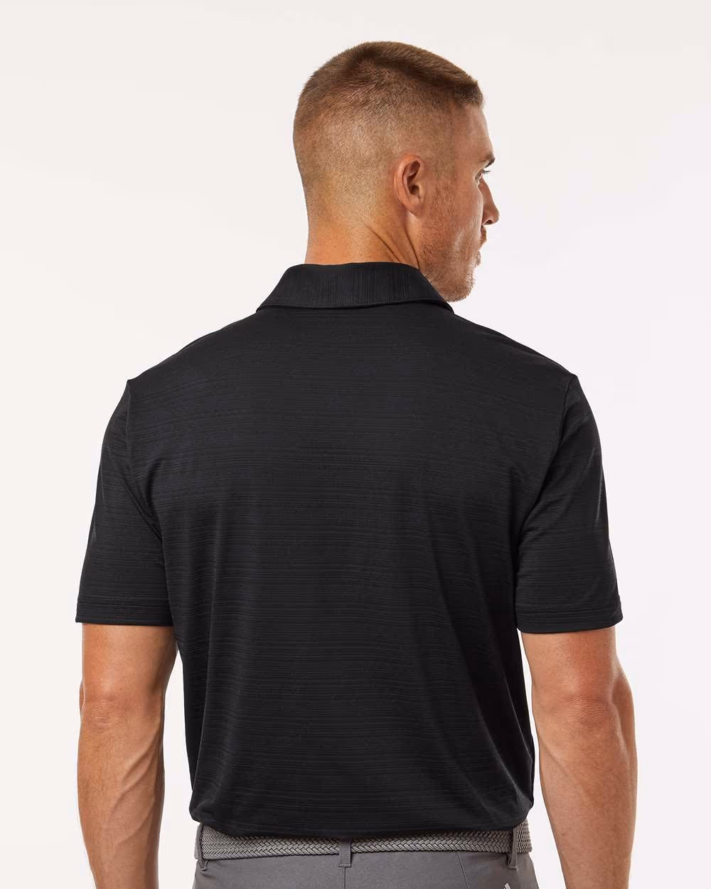 Custom Adidas Men's Textured Stripe Polo - Black back