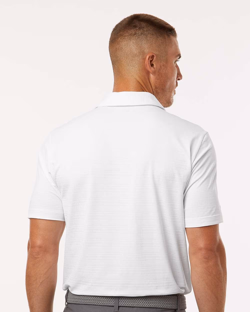 Custom Adidas Men's Textured Stripe Polo - White back