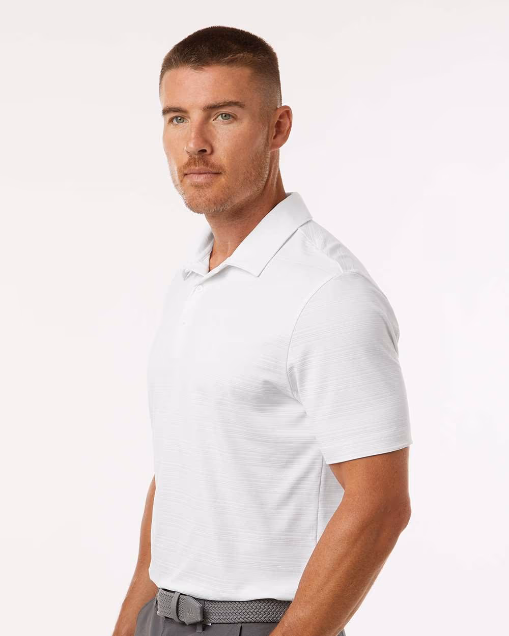 Custom Adidas Men's Textured Stripe Polo - White side