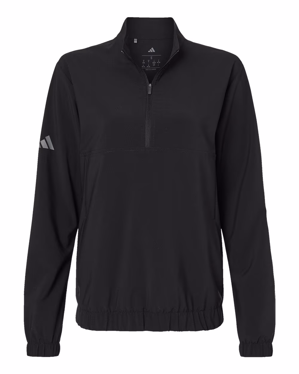 Custom Adidas Women's Stretch Woven Half-Zip Pullover - Black flat front