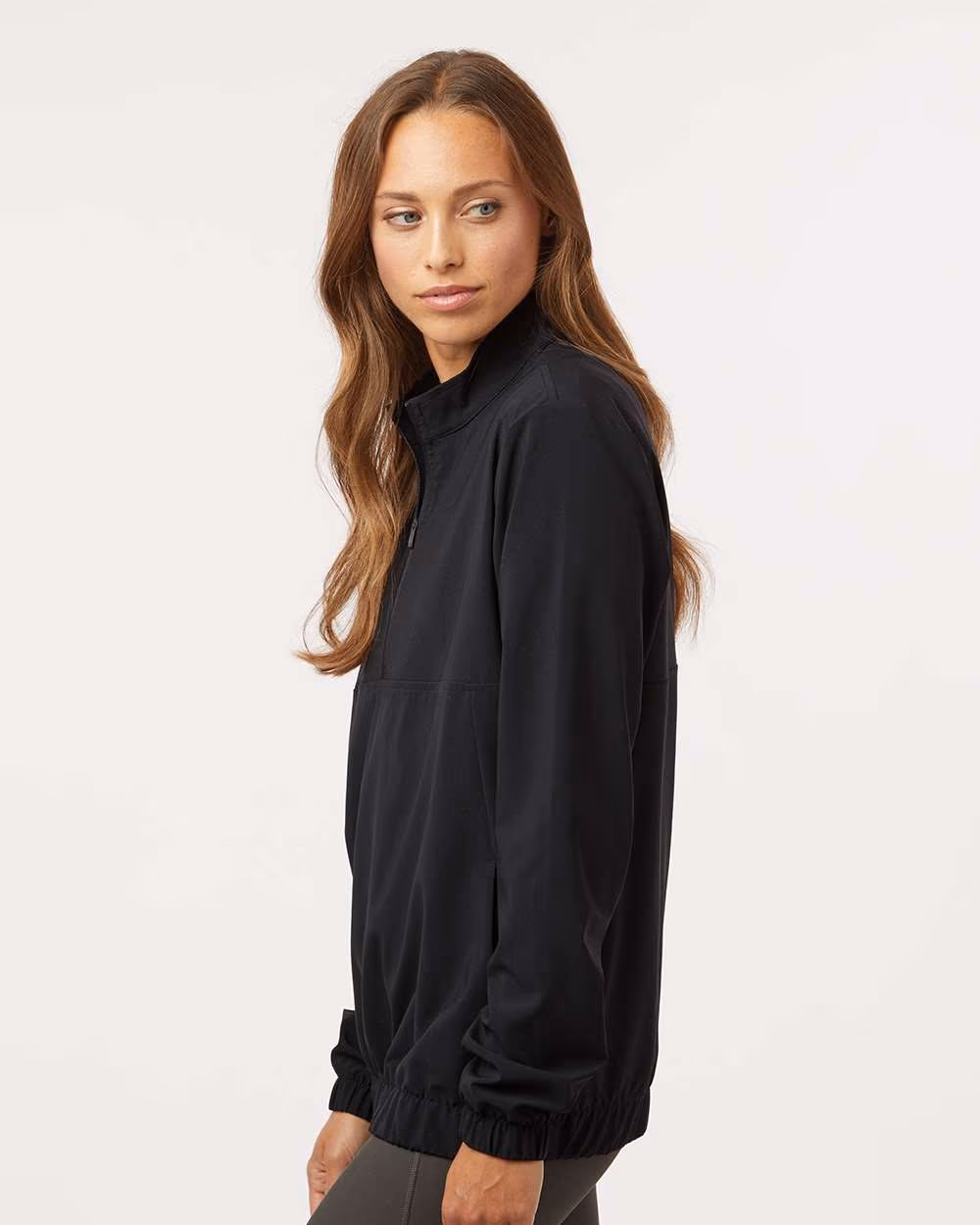 Custom Adidas Women's Stretch Woven Half-Zip Pullover - Black side