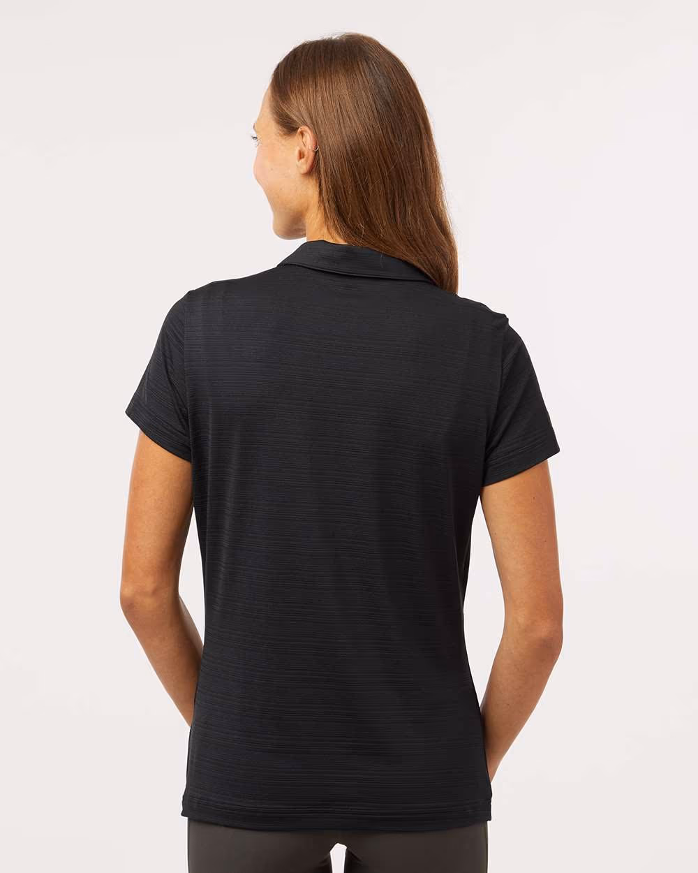 Custom Adidas Women's Textured Stripe Polo - Black back