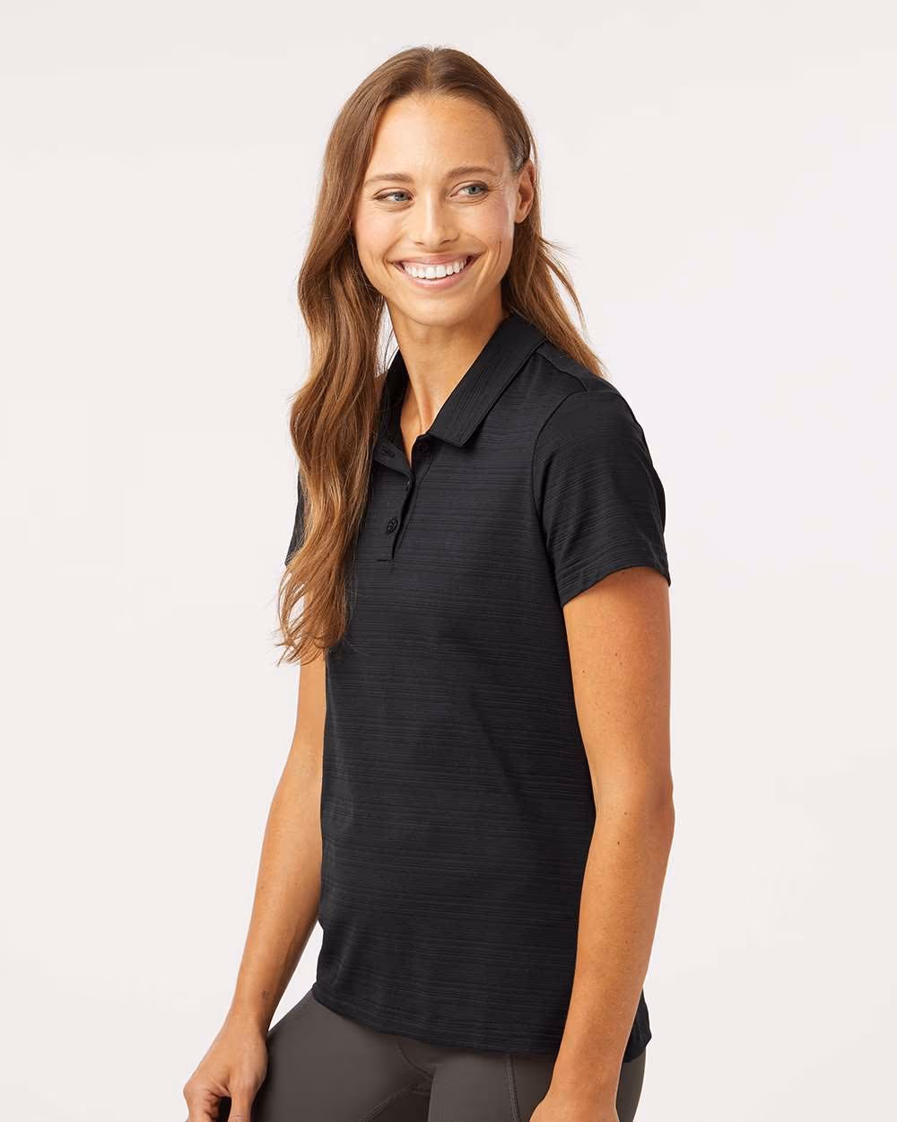 Custom Adidas Women's Textured Stripe Polo - Black side