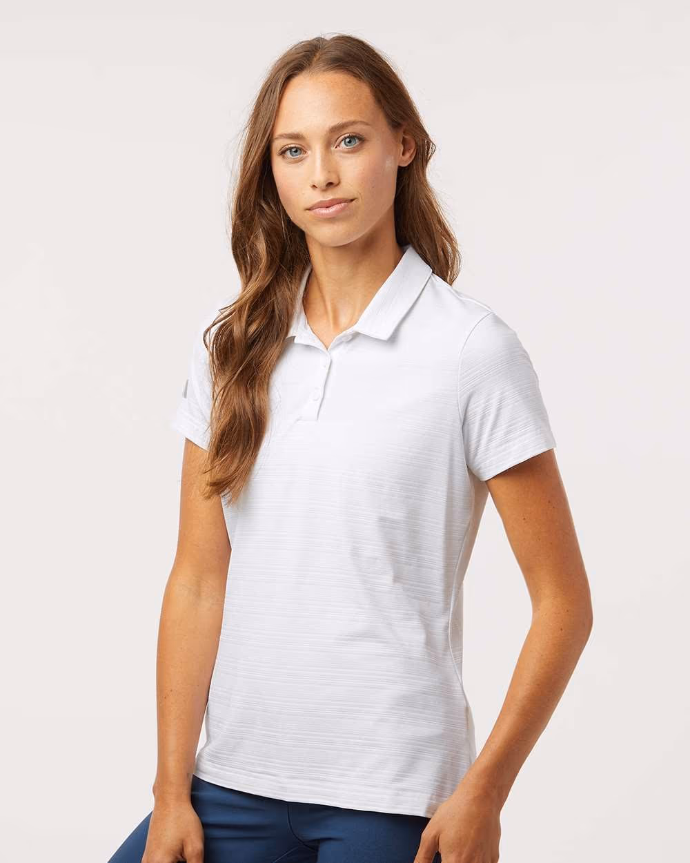 Custom Adidas Women's Textured Stripe Polo - White side