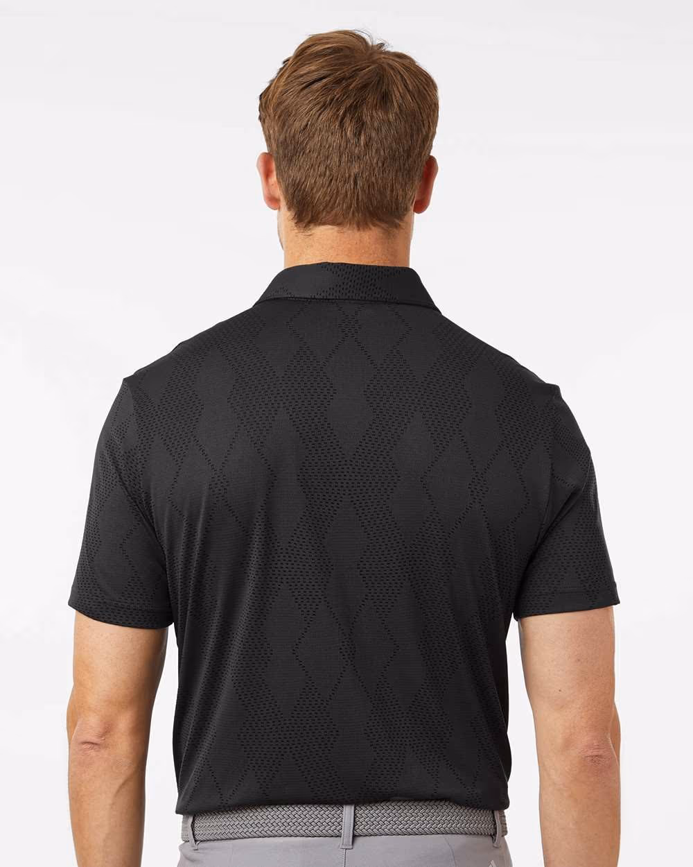 Custom Adidas Men's Ultimate365 Textured Polo - Carbon Black back