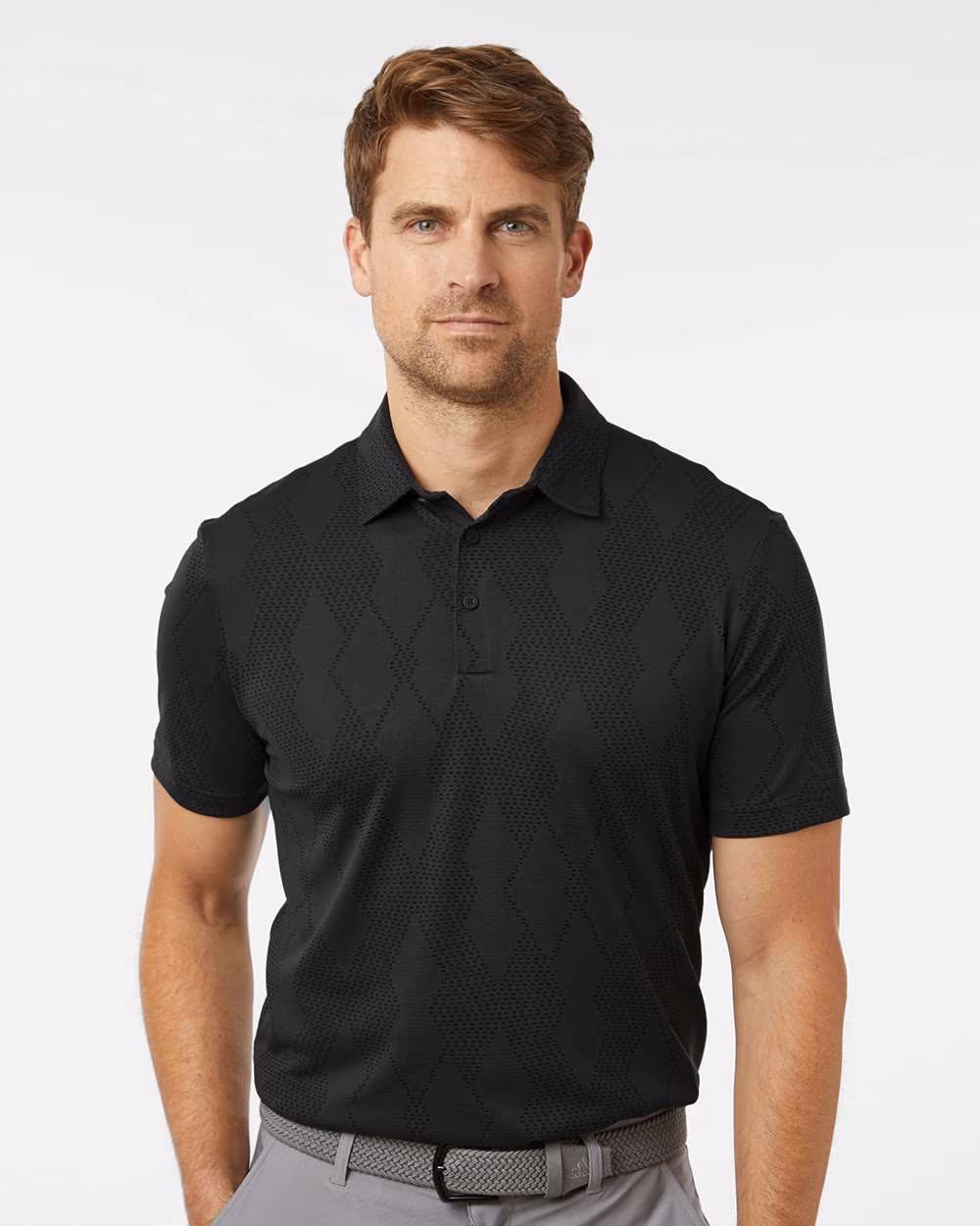 Custom Adidas Men's Ultimate365 Textured Polo - Carbon Black front