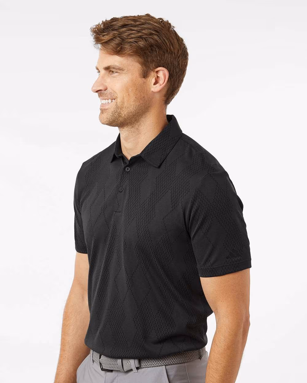 Custom Adidas Men's Ultimate365 Textured Polo - Carbon Black side