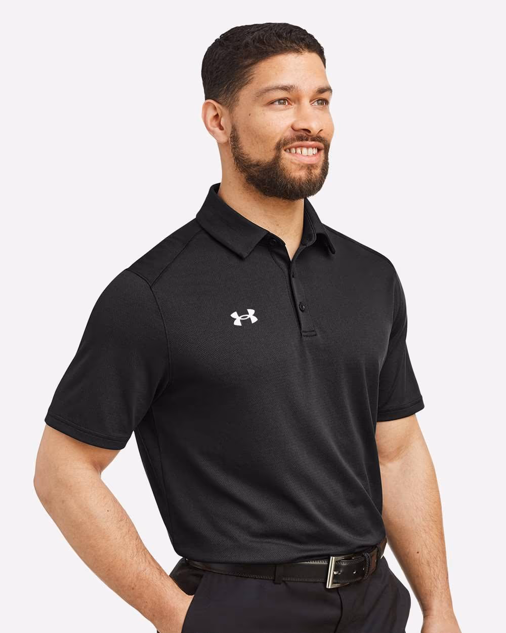 Custom Under Armour Men's Tech™ Polo - Black/ White side