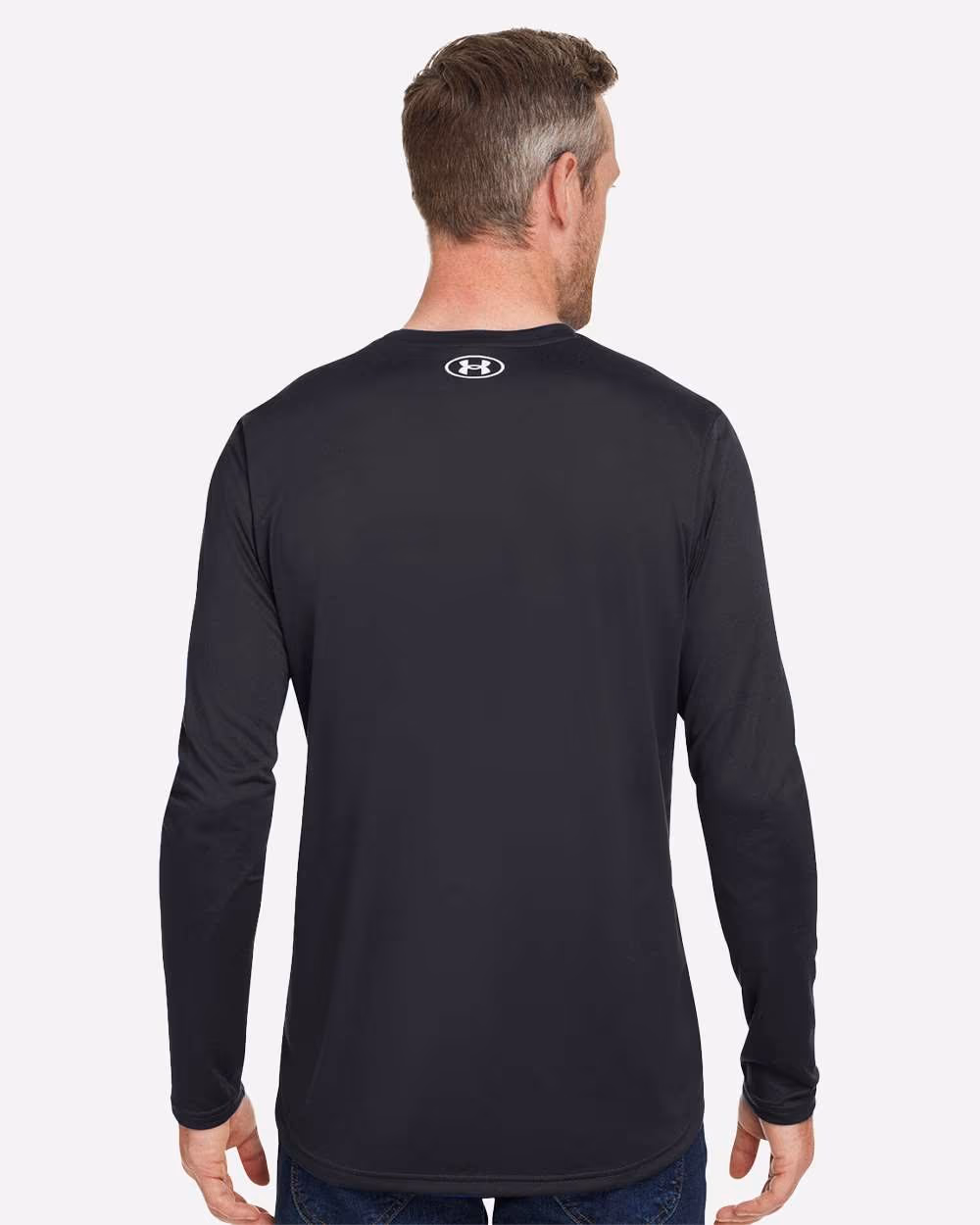 Custom Under Armour Men's Team Tech™ Long Sleeve T-Shirt - Black/ White back