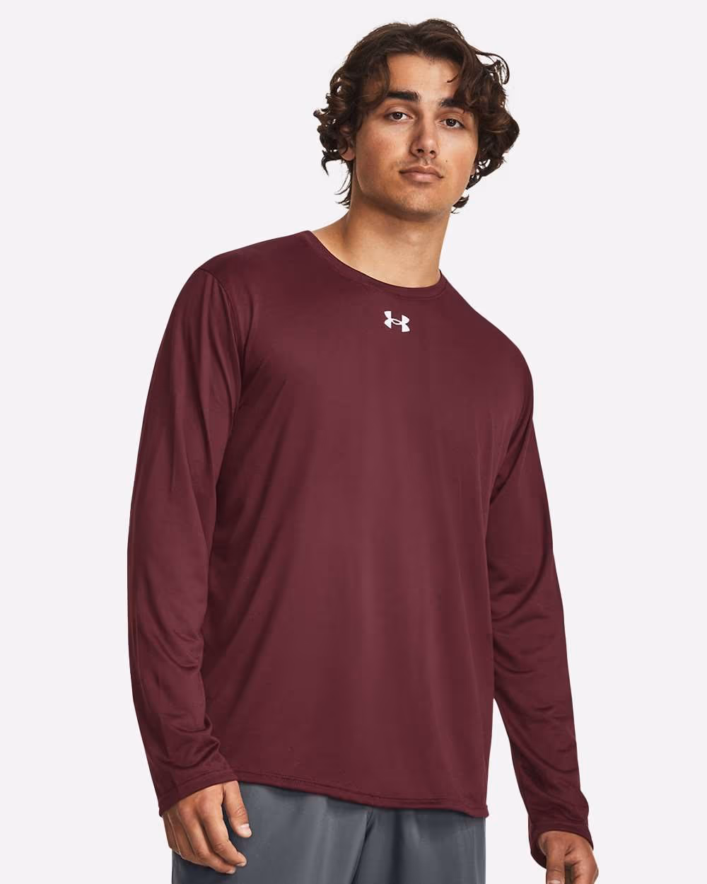 Under Armour Men's Team Tech™ Long Sleeve T-Shirt - Maroon/ White front