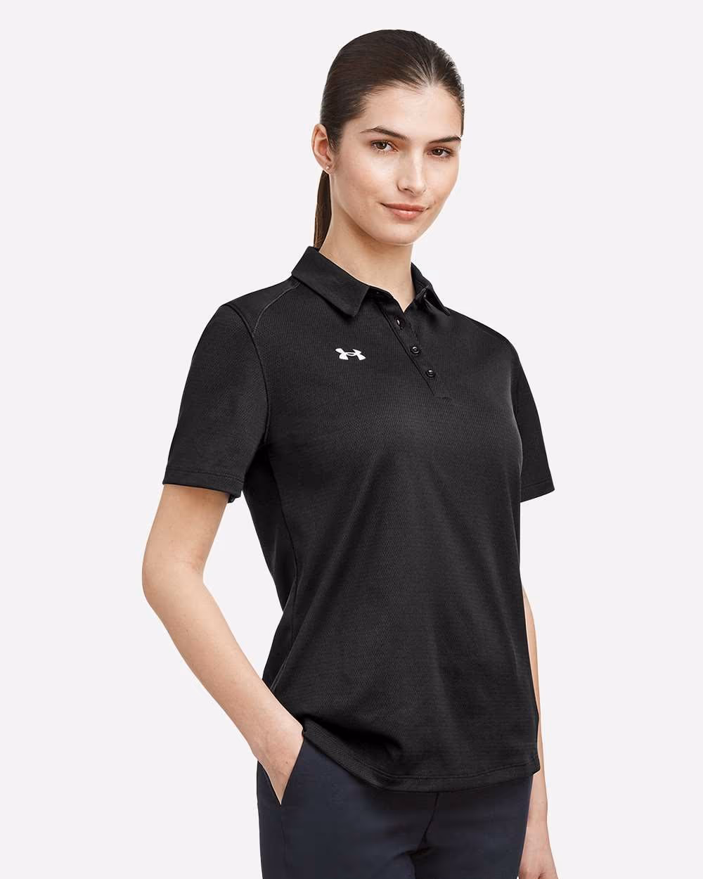 Custom Under Armour Women's Tech™ Polo - Black/ White side