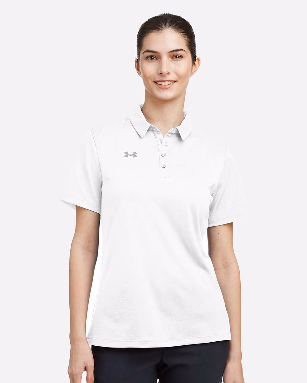 Under Armour Women's Tech™ Polo - White/ Mod Grey front