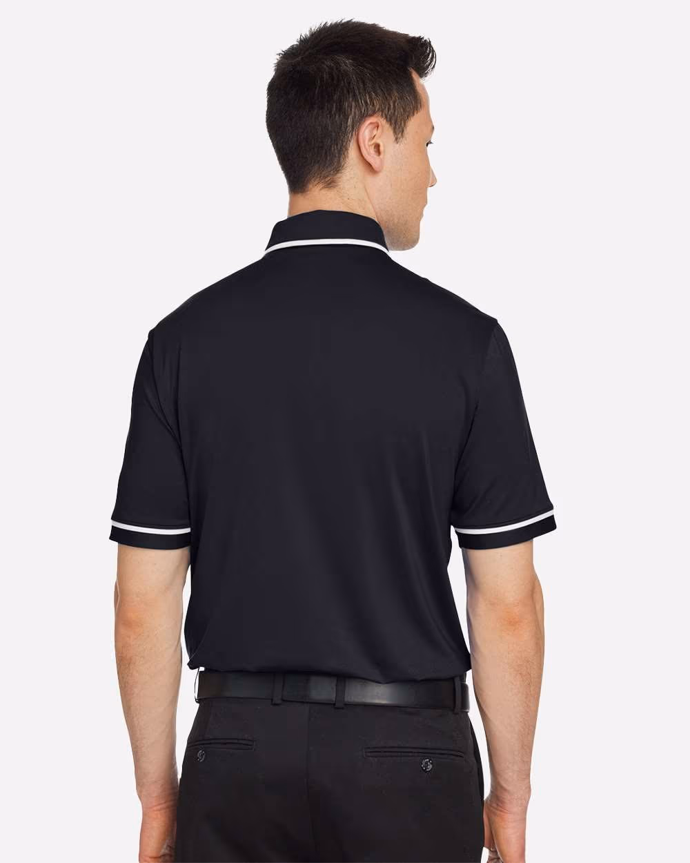 Custom Under Armour Men's Tipped Teams Performance Polo - Black/ White back