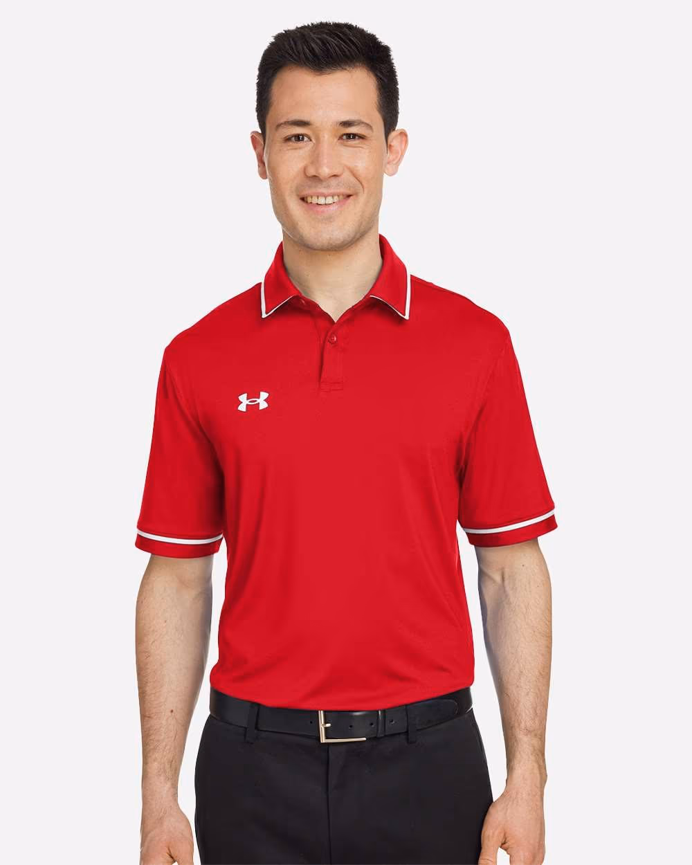 Under Armour Men's Tipped Teams Performance Polo - Red/ White front