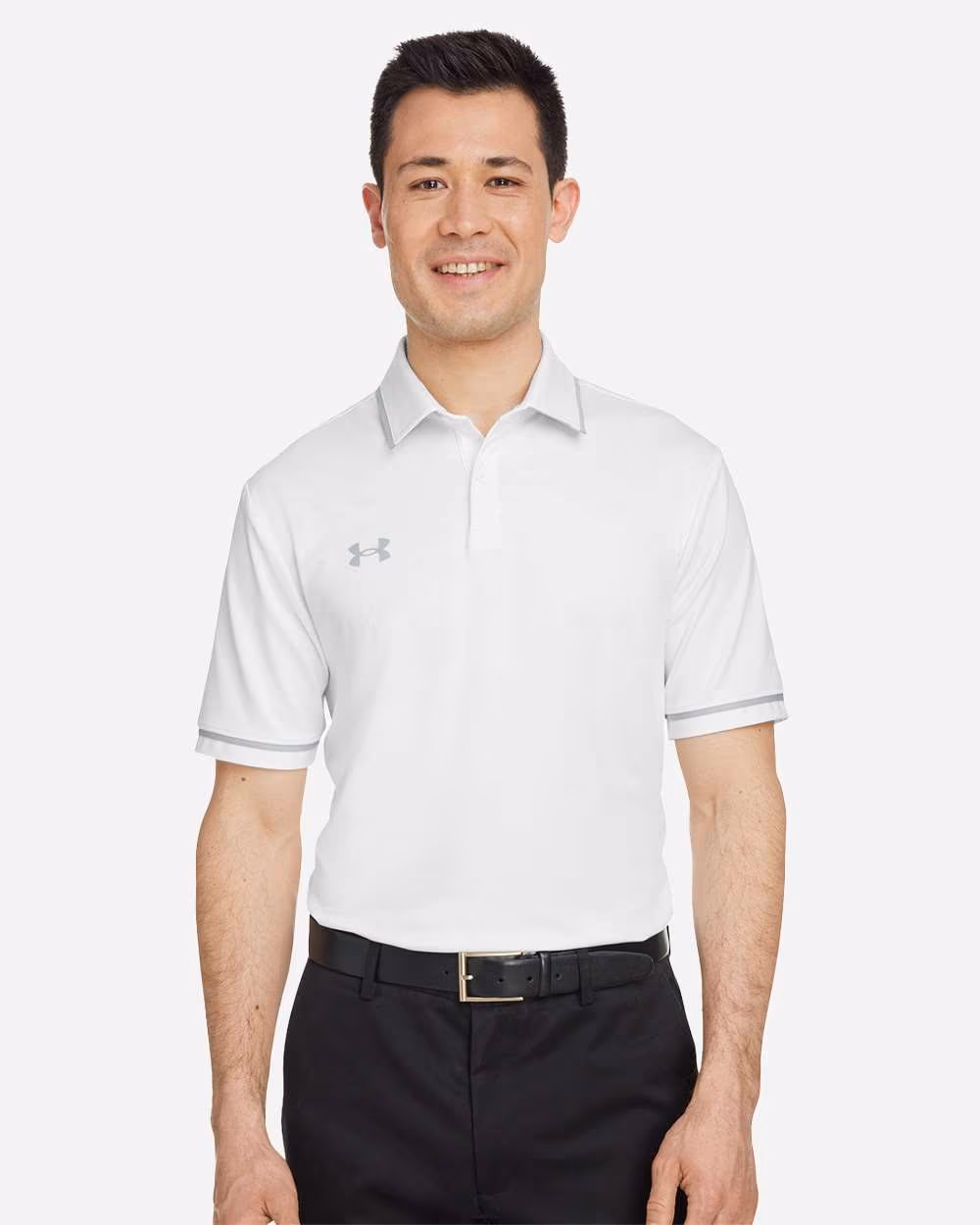 Under Armour Men's Tipped Teams Performance Polo - White/ Mod Grey front