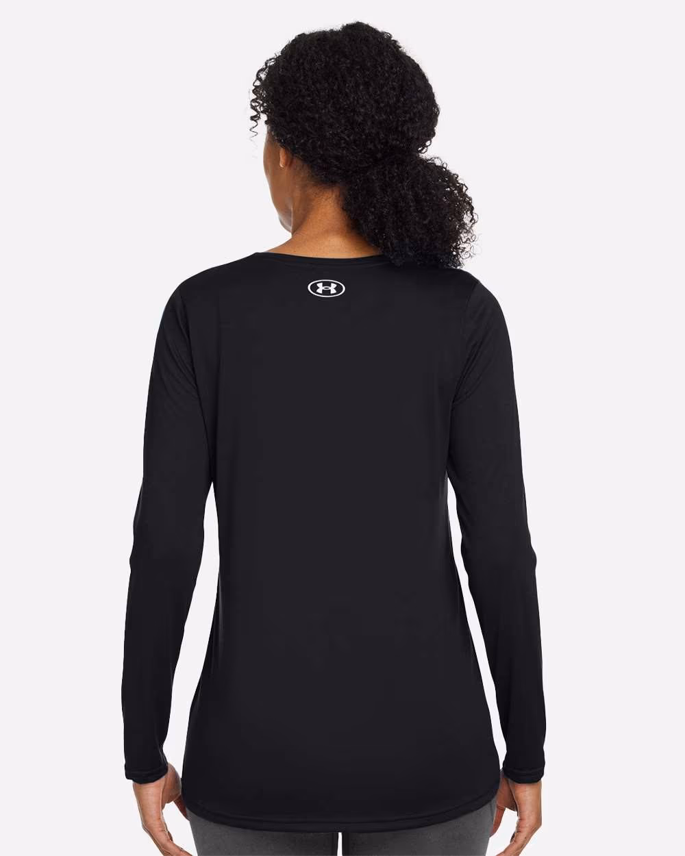 Custom Under Armour Women's Team Tech™ Long Sleeve T-Shirt - Black/ White back