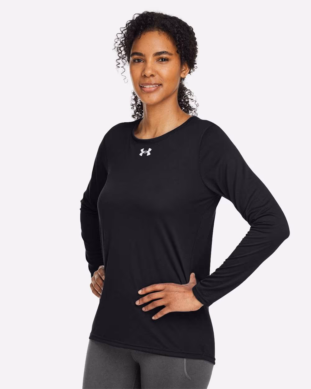 Custom Under Armour Women's Team Tech™ Long Sleeve T-Shirt - Black/ White side