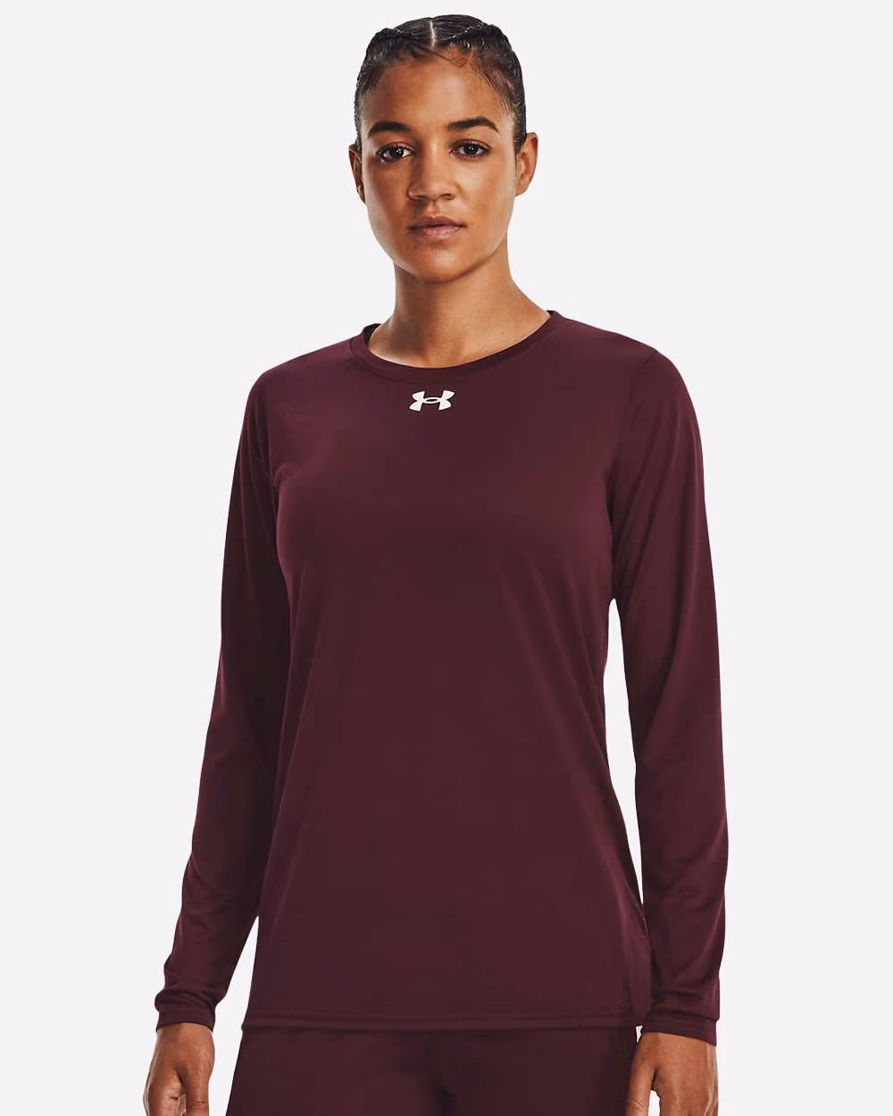Under Armour Women's Team Tech™ Long Sleeve T-Shirt - Maroon/ White front