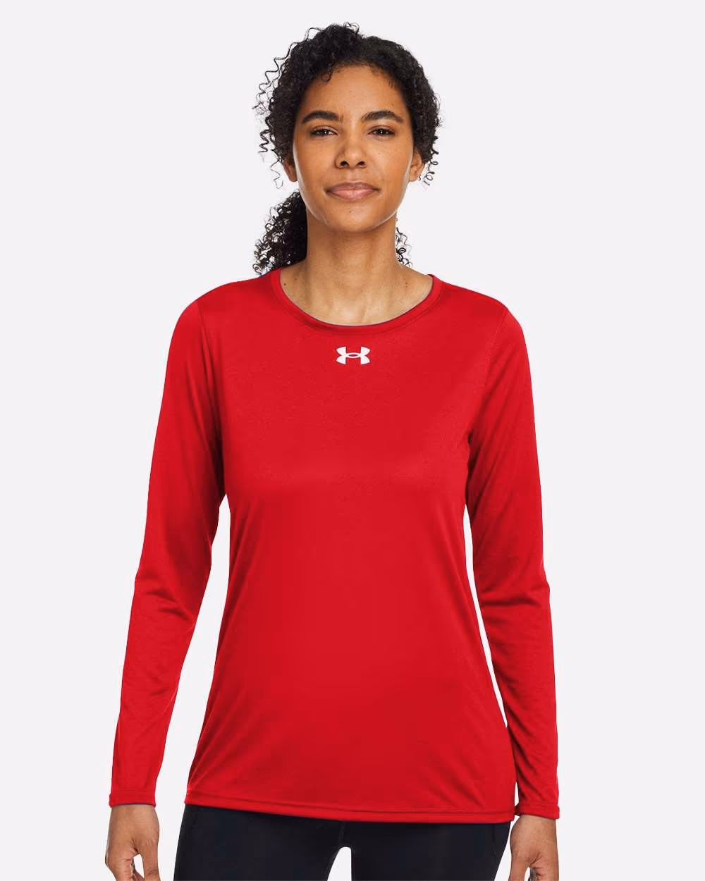 Under Armour Women's Team Tech™ Long Sleeve T-Shirt - Red/ White front