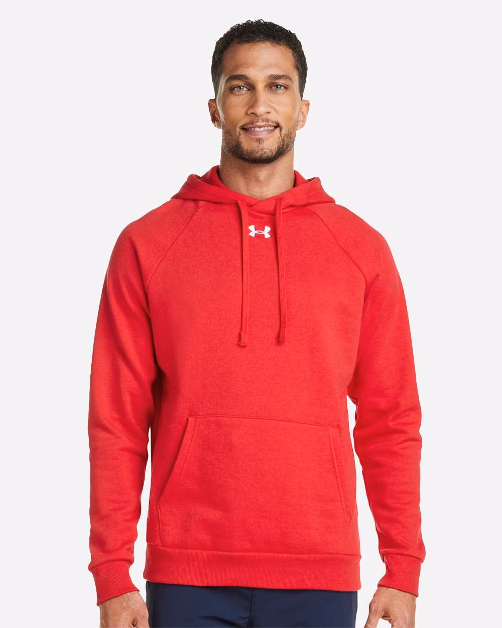 Under Armour Men's Rival Fleece Hooded Sweatshirt - Red/ White front