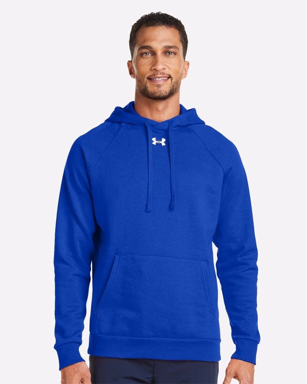 Under Armour Men's Rival Fleece Hooded Sweatshirt - Royal/ White front
