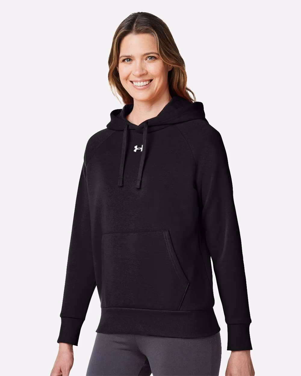 Custom Under Armour Women's Rival Fleece Hooded Sweatshirt - Black/ White side