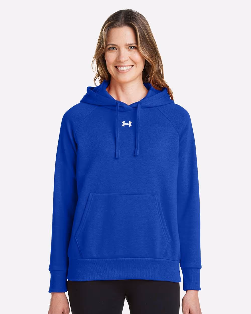 Under Armour Women's Rival Fleece Hooded Sweatshirt - Royal/ White front