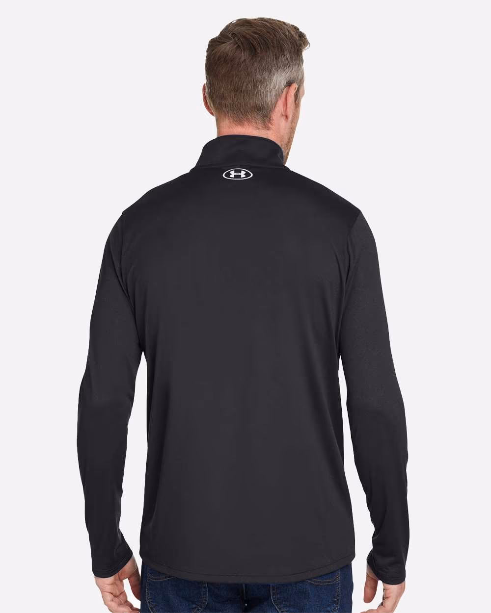 Custom Under Armour Men's Team Tech™ Quarter-Zip Pullover - Black/ White back