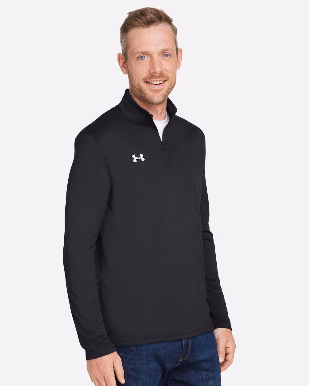 Custom Under Armour Men's Team Tech™ Quarter-Zip Pullover - Black/ White side