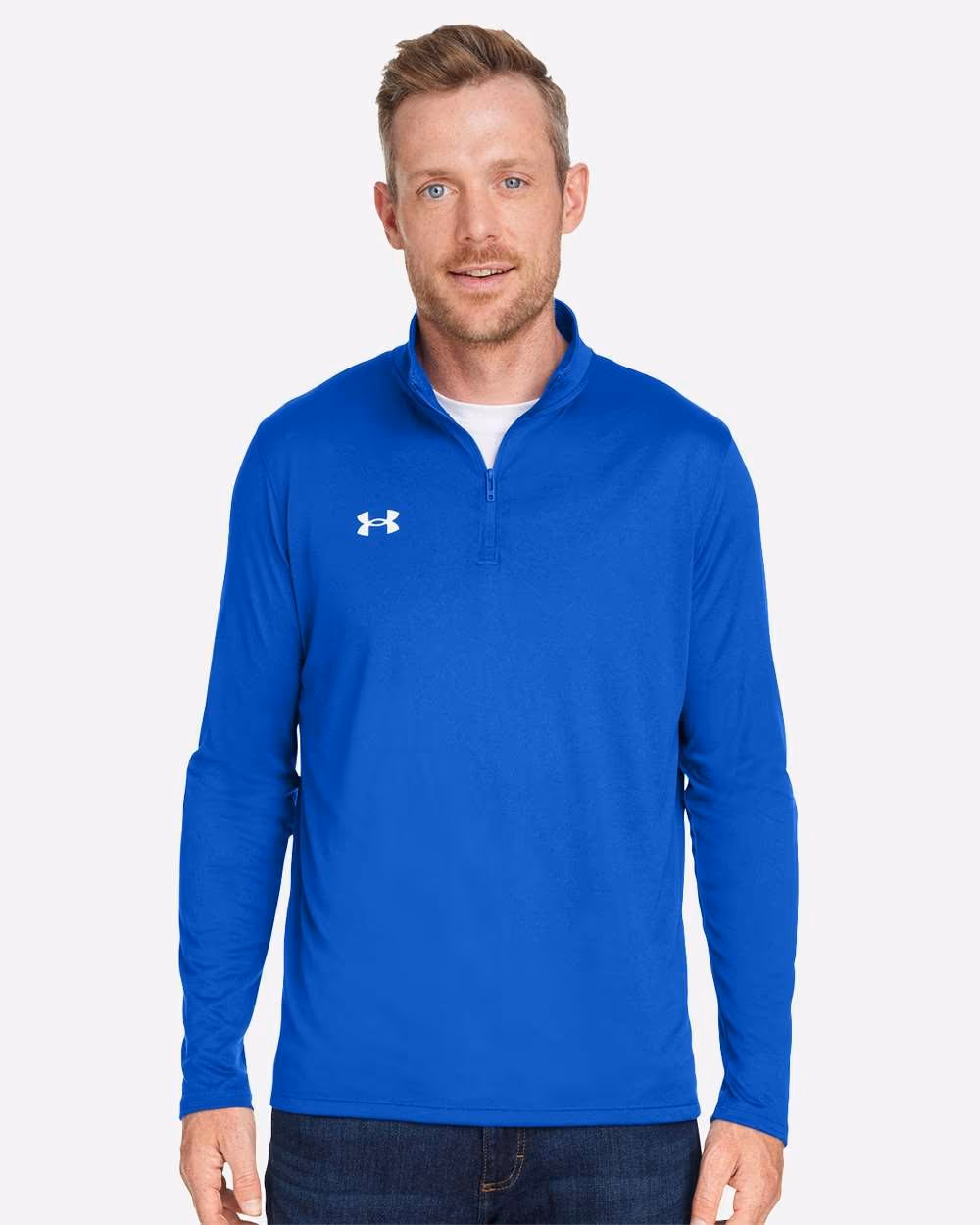 Under Armour Men's Team Tech™ Quarter-Zip Pullover - Royal/ White front
