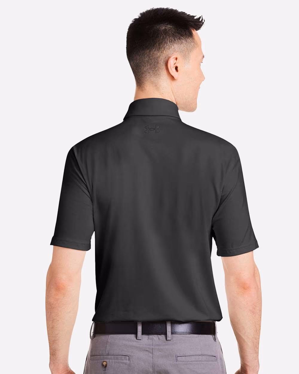 Custom Under Armour Men's Recycled Polo - Black/ White back