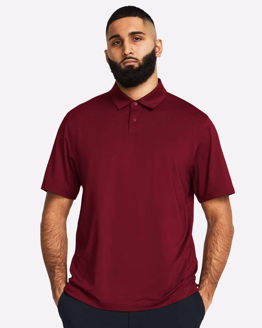Custom Under Armour Men's Recycled Polo - Cardinal/ White front