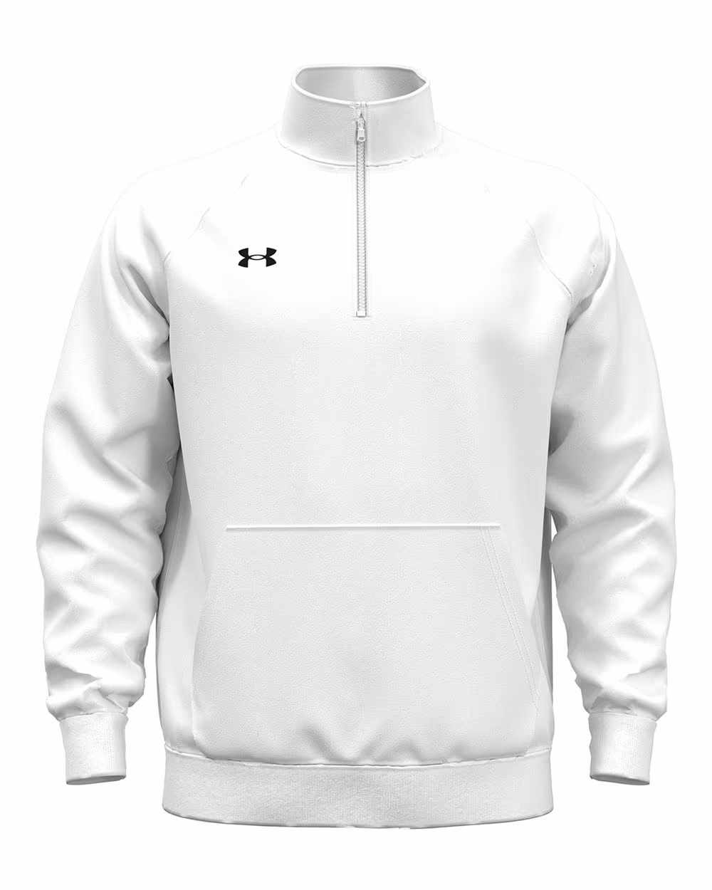 Custom Under Armour Men's Rival Fleece Quarter-Zip Pullover - White/ Black front