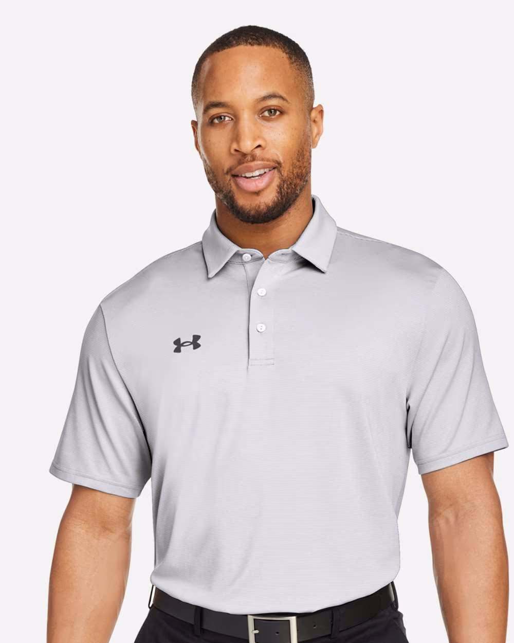 Under Armour Men's Destin Drive "UA Playoff Team Stripe" Performance Polo - White/ Black front
